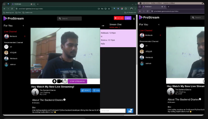 Live Streaming Interface